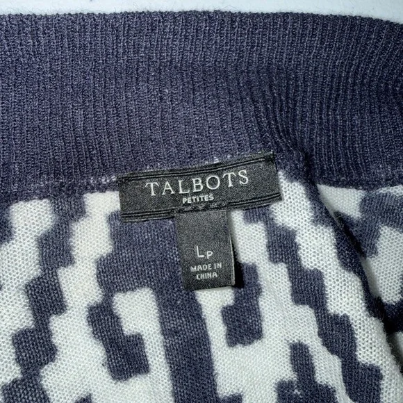 Talbots Womens Linen Knit Cardigan Open Front Sz Lp Beach Lightweight Blue White - Picture 5 of 10